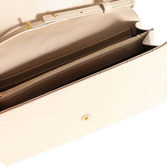 Saint Laurent Powder Grain De Poudre Large Monogram Envelope Chain Wallet - Picture 7 of 7